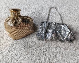 Lot #B46 - Antique Whiting & Davis Expandable Gold-tone Mesh Evening Bag & Silver-tone Evening Bag