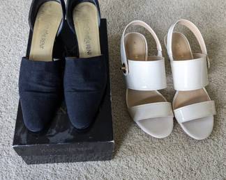 Lot #B38 - Vintage 60's Yves Saint Laurent D'orsay Kitten Block Heel & Coach Open Toe Slingback Marla Sandals, Size 8