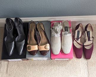 Lot #B29 - Larry Stuart Ankle Strap Heels, Franco Sarto Slingbacks, VanEli Slingback Flats, Nina Comfort Square Toe Pumps, 7.5-8
