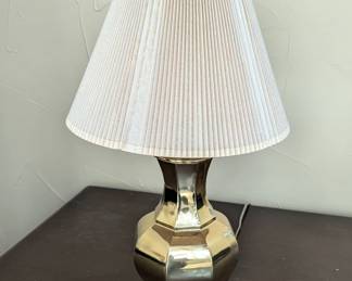 Lot #B113 - Vintage Brass Table Lamp with Pleated Shade