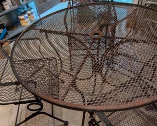 1 of 2 large metal tables with chairs vintage 