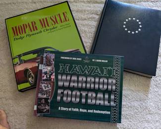 WST003-Autographed Hawaii Warrior Football Hardcover by June Jones; Etc...
