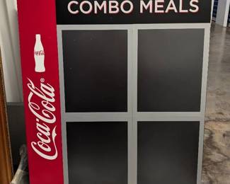 WST035 Retro Magnetic Coca Cola Menu Board and Framed Autographed T-shirt.