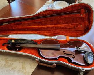 Violin #2 (darker brown) Full size, manufacturer unknown, likely European made. No cracks, needs minor repair.