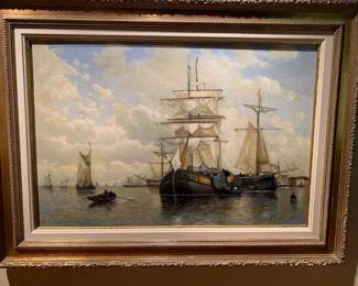 Paul John Clays (Belgium 1819 - 1900) oil on board, 27 1/2 x 37 1/2" framed