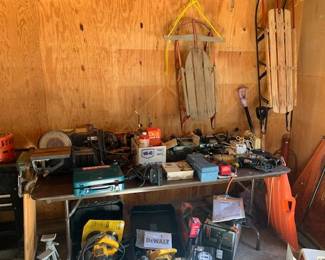 Vintage sleds and tools
