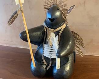 Randy Chitto (Choctaw 1962 - ) Warrior Turtle with spear, 10"