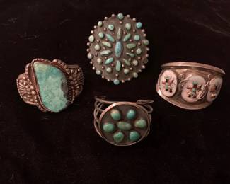 Ca 1950s unsigned Navajo sterling cuffs