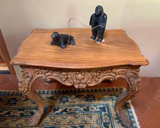 Inuit sculpture, hunter (7" ) with sea lion, unsigned