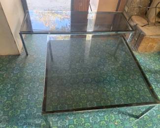 Mid C Modern chrome and smoky glass tables
