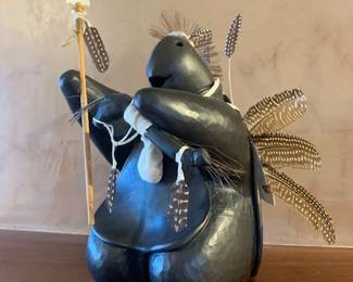 Randy Chitto (Choctaw 1962 - ) Warrior Turtle with spear