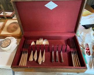 Antique English 48 piece sterling flatware set