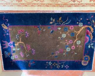 Art Deco style Chinese silk rug, 35 1/2" x 56"