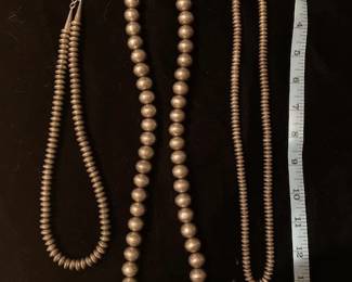 Sterling 'Navajo pearl' bead necklaces