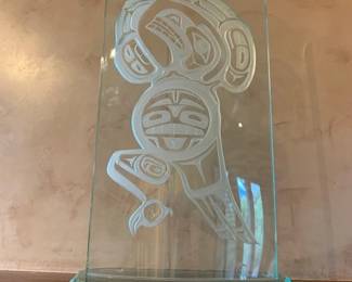 David Montpetit (Inuit 1951 - ) 20" art glass piece, 85/250