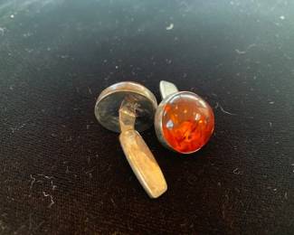 Einer Fern/Fehrn Denmark sterling and amber cufflinks, ca 1960