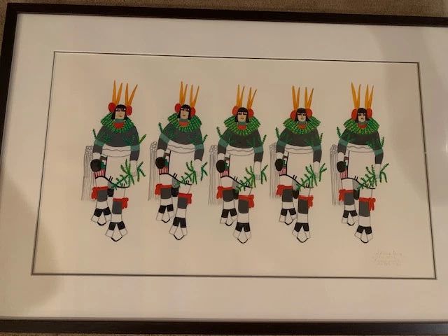 Jose Encarnacion Pena (San Ildefonso 1902-1979) 'Spring Dance' 1979 casein painting