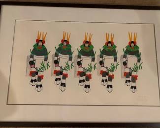 Jose Encarnacion Pena (San Ildefonso 1902-1979) 'Spring Dance' 1979 casein painting