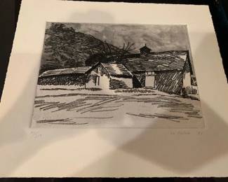 Wolf Kahn (German 1927-2020) 1981 etching 'Barn at Thurber Farm, Vermont', 111/250