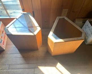 Mid C Modern teak and glass side tables