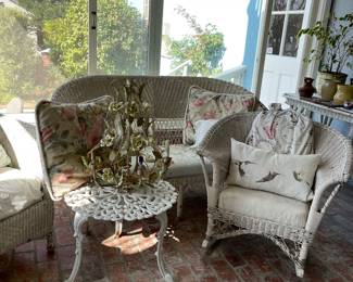 Fabulous Wicker painted furniture  - the chandelier is sold - 