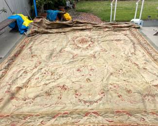 Large Aubusson Rug - one appx 9 x 12 is great - the part you see that is rolled up has some mildew 