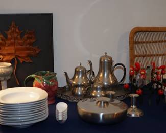 Assortment of ceramics, pewter, entertainment ware 
