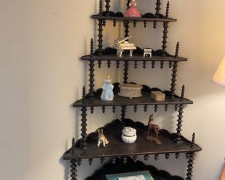 Antique corner tiered shelf. 