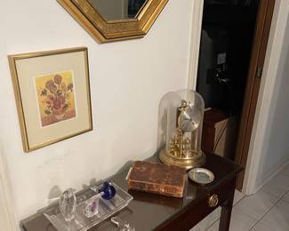 1845 bible, console table, clock and more 