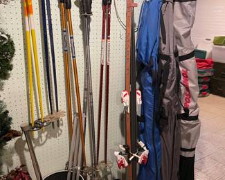 Vintage skis and poles 