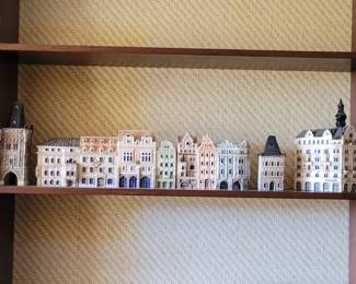 Prague Ceramic Village scene, hanging shelf sold separately 