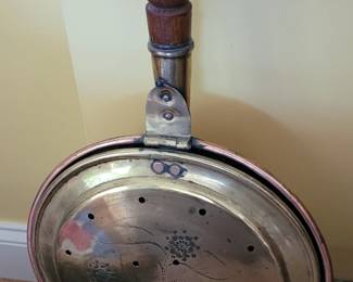 Antique brass bedwarmer
