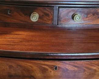 Sheraton bow front mahogany, original hardware