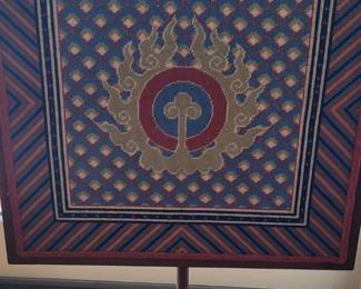 Needlepoint firescreen on stand