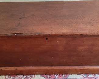 Antique chest, fabric lined
