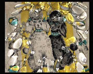 Lots of Glass Prisms laying on a Vintage Poodle Towel 