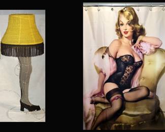 Lighted Leg with Lamp Shade and Sexy Shower Curtain