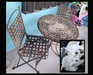 Rusty Cool Little Bistro Set and Cement Fish