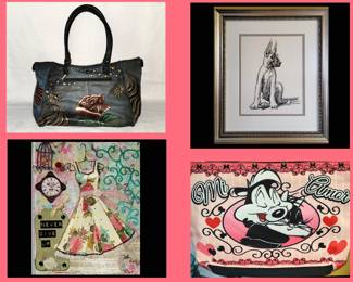 Anna by Anuschka Handbag, Cute Dog Print, Little Dress Collage and Pepe Le Pew Tote
