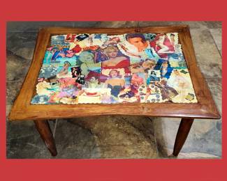 Mid Century Table with Decoupaged Top 
