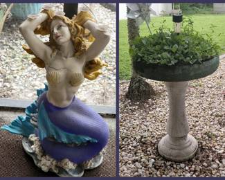 Weathered Mermaid Table Base and Birdbath