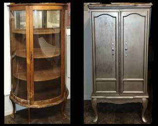Vintage China Cabinet; Needs some TLC and Large Jewelry Chest
