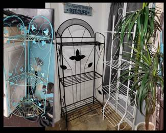 Metal Stands and Tall Faux Palm