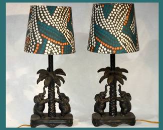 Pair of Cute Elephant Lamps; There is damage to the ear of one elephant on one of the lamps 