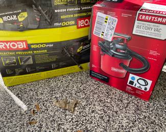 Ryobi pressure washer - electric; Craftsman wet/dry vac