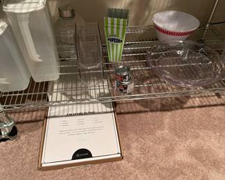 New weight scale (in box); large plastic pitchers, popcorn holders, and plastic bowls