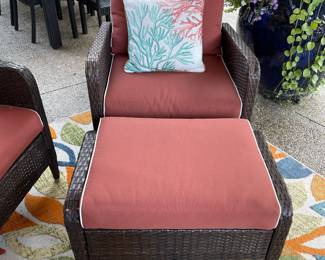 Outdoor wicker patio furniture:  chair and ottoman (set of 2 available)