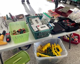 outdoor extension cords, power drill, hardware essentials and garden sprayers