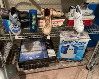 Sports equipment - including bowling and biking shoes,Room fan and room humidifier