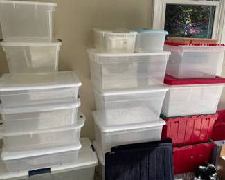 Bins and cushioned bath mats, 20lb hand weights